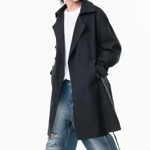 Men's Trench Coat with Double-Breasted Button Closure - Classic Sophisticated Design for Casual & Formal Wear