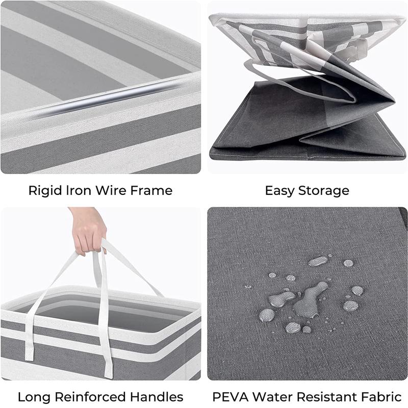 2 Pack Large Laundry Basket 75L - Waterproof Freestanding Clothes Hamper, Tall & Collapsible, Ideal for Laundry Toys and Dorm Use