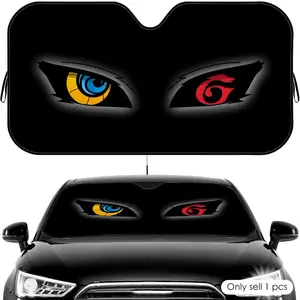 Anime Eyes Sun Visor Reusable Aluminum Foil UV Protective Sunshade Heat Five-Layer Insulation Windshield Sunshades Keeps Car Cool Protects Dashboard Foldable Fits Most Vehicles SUV Truck Car Accessories