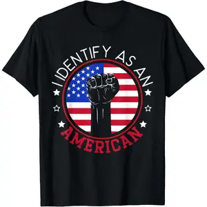 Men's Short Sleeve Vintage Basic Top I Identify As An American USA Constitution Day T-Shirt