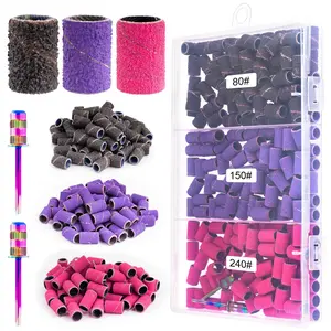 Sanding Bands for Nail Drill Sanding Bands Nail Drill Bits 210 Pcs Sanding Bands Coarse Fine #80#150#240 with 3/32" Mandrel Bit Boxed for Electric Nail Drill Nail