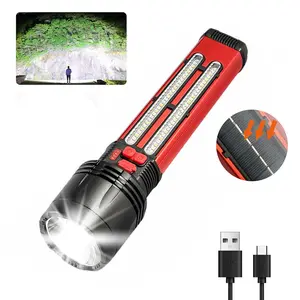 1PC Solar Flashlights, High Lumens Led Solar Powered Flashlights with 3 Mode Light ,Rechargeable Handheld Flashlights IP65 Waterproof Flashlight For Camping & Emergency Use