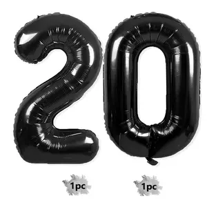 2pc 40 Inch Number Aluminum Foil Balloons, 20th Birthday Balloons for Boys and Girls, Home Decoration, Party Balloons, 20th Anniversary Decor
