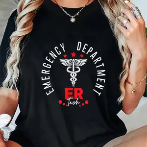 100% Cotton Emergency Department Tech Emergency Room Tech ER Tech Work T-Shirt