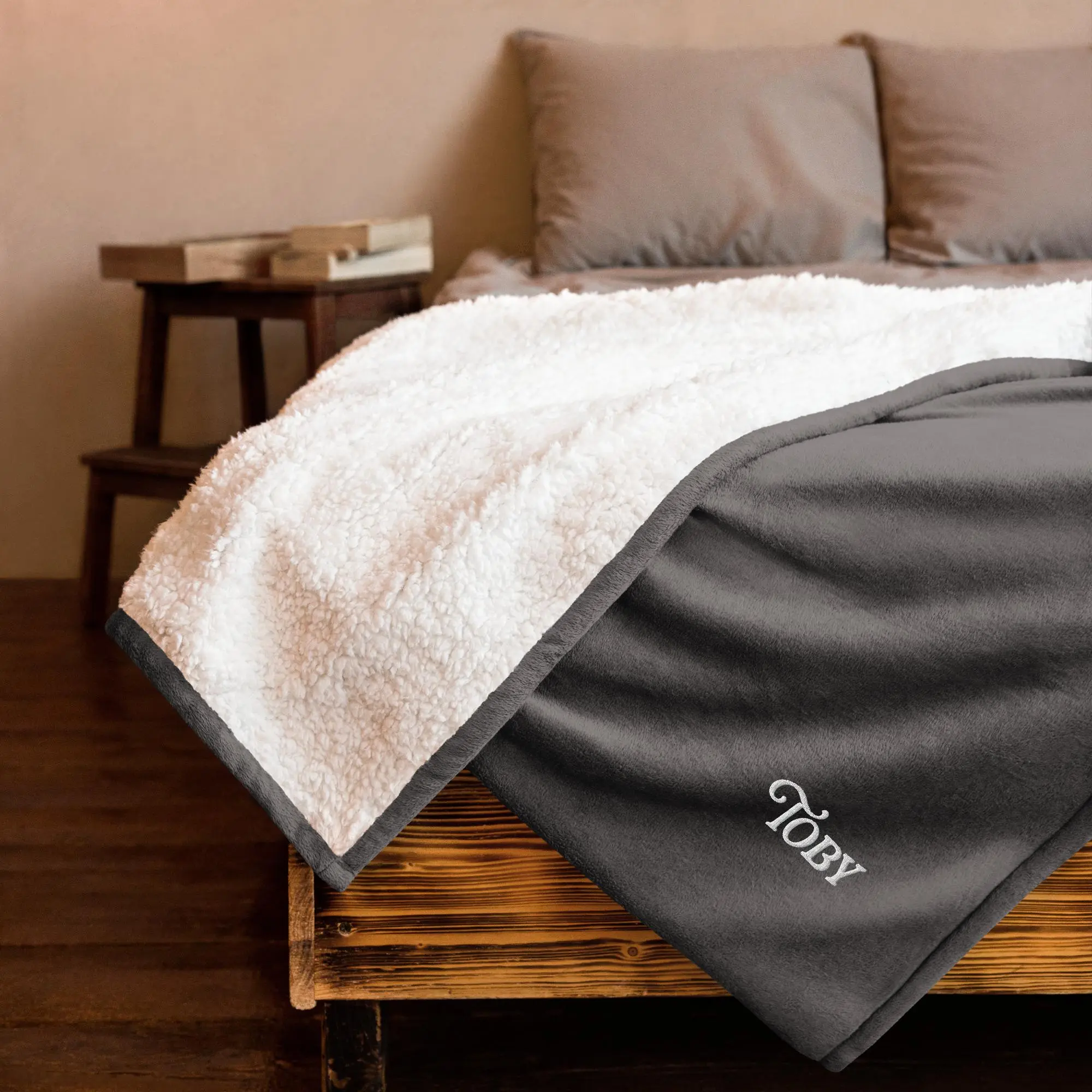 Custom Embroidered Premium Pet Monogram Sherpa Blanket