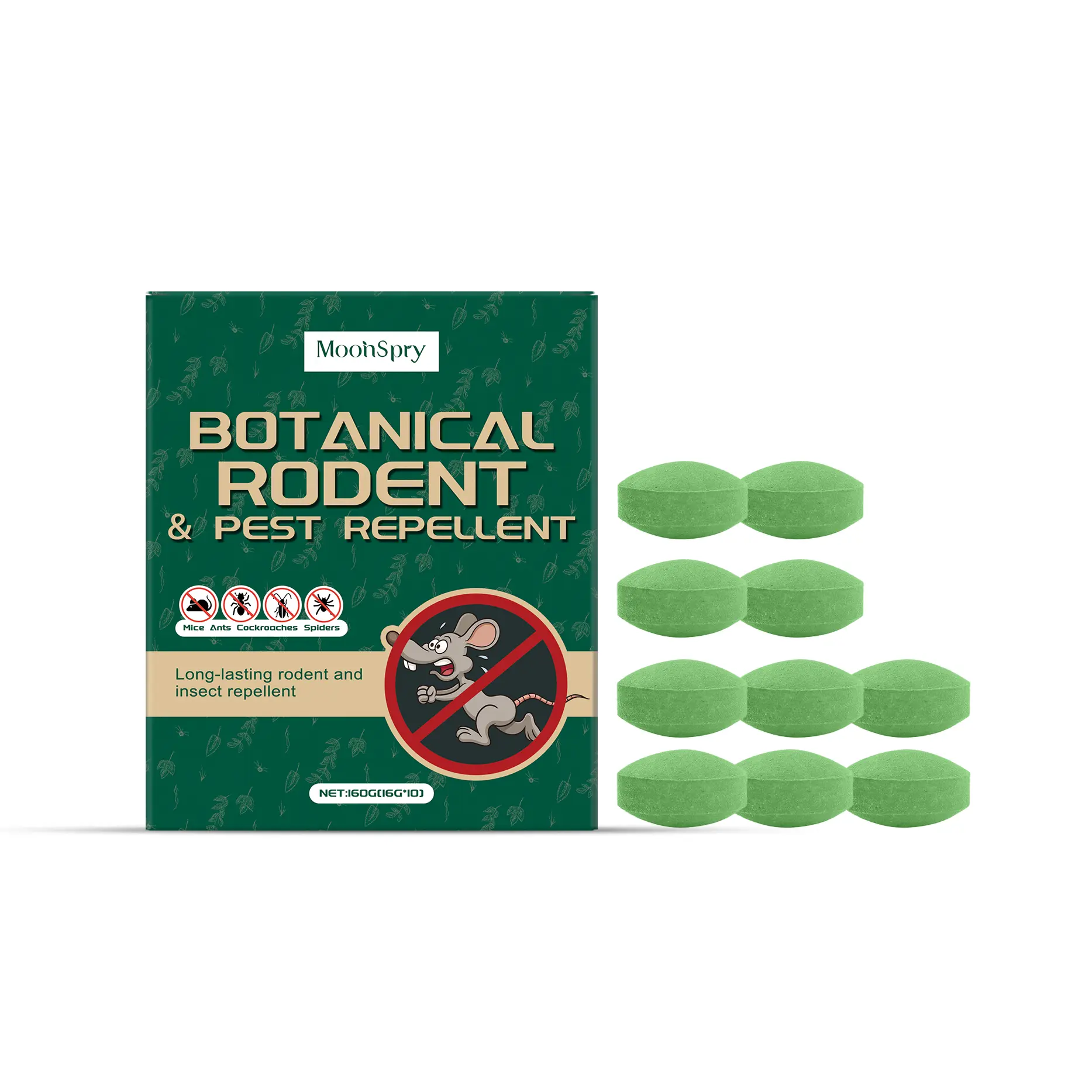 MoonSpry Animal Repellent Bait Pills, Daily Rodent Protection, Portable Anti-Biting Solution for Home & Warehouse (Fishing Bait & Scent Accessory)