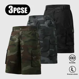 Men’s 3-Pack Cargo Shorts — Everyday Loose Fit, Multi-Pocket Design, Summer Workwear Knee-Length Straight-Leg Casual Style, Trendy Basketball Shorts for Couples, Perfect Choice