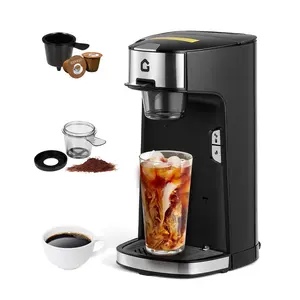 1300W Fast Brew Single Serve Coffee Maker, Multi-Use for Coffee Pods, Ground Coffee & Tea, One-Touch Control, Auto Shut-Off, Adjustable Drip Tray, Compact Portable Design for Home, Office, Dorm, RV & Travel