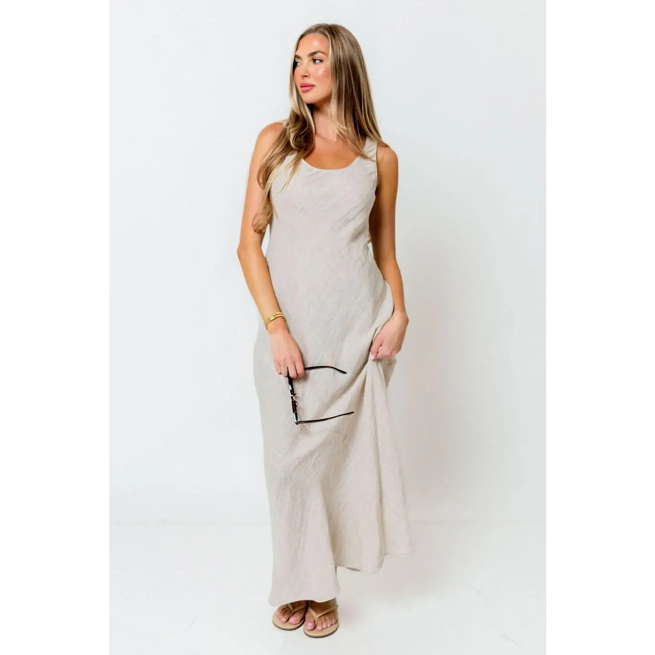 Kenya 100% Linen Maxi Dress in Melange