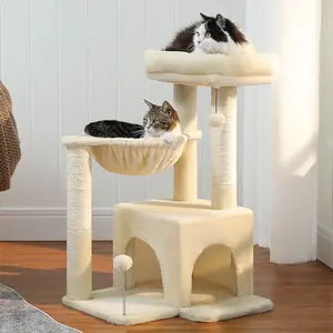 PAWZ Road Cat Tree 29.5 inch Sisal Cat Scratching Posts Tower Hammock Top Perch for Indoor Cats