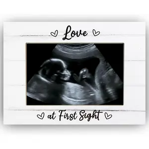 Love at First Sight Picture Frame,  Ultrasound Photo Frame,  Gifts for Expecting Mom, Dad,  Sonogram Wodden Frame, 4x6 inch Photo