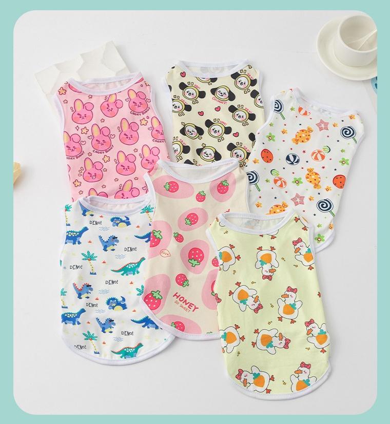 Cute Printed Dog Clothes for Shih Tzu Male and Female Cartoon Pet Vest Summer Cat Tshirt Puppy Tank Top Clothing