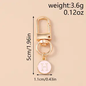Aihua Enamel A-Z Alphabet Pendants Keyring Initials 26 Letters Keychains Handbag Ornaments DIY Girls Kids Jewelry Gifts