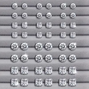 24 Pairs Exquisite Shiny Round Square Shaped Stud Earrings Sparkling Artificial Crystal Inlaid Earrings Set Party Wedding Engagement Anniversary Jewelry Set