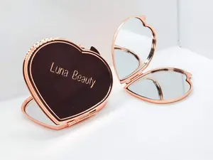 Luna Beauty  Heart Pocket Mirror Compact Handy Double-Sided Design - Makeup