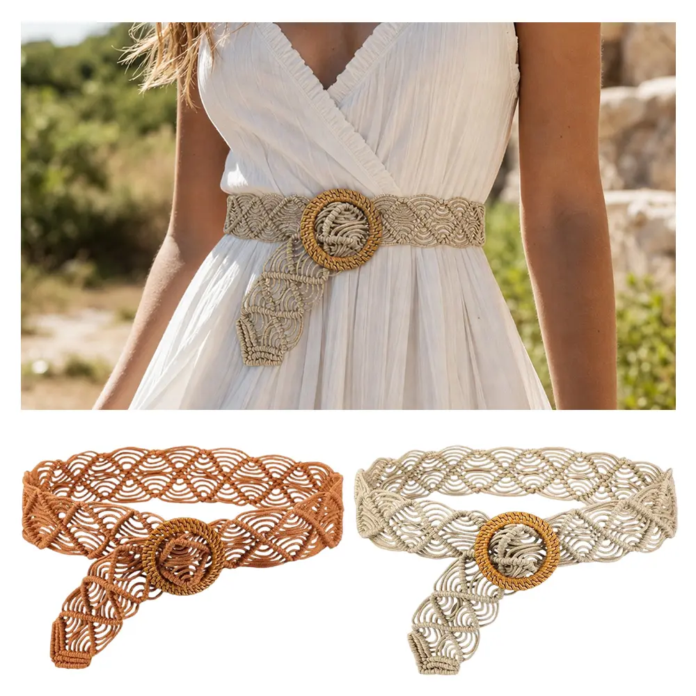 Pack of 2 Boho Belt for Women Braided Woven Belts Bohemian Waist Belts for Dress, Sweaters, Shirts, Leather Jackets, etc Daily Wear (Waist Size: 23.62-35.43 Inches/60-90 cm)