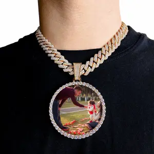 Large Custom Photo Medallion Necklace – Iced Out Memory Pendant