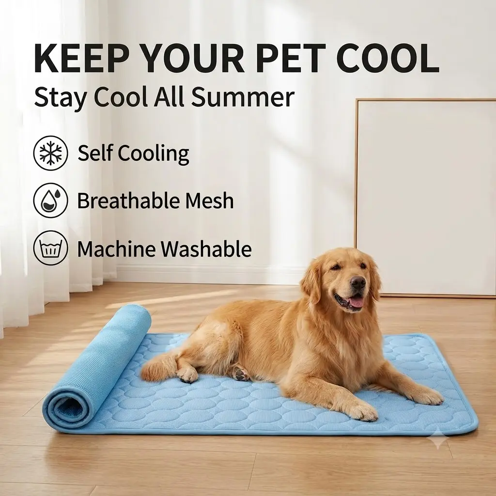 Ice Silk Cooling Pet Mat Breathable Washable Summer Self-Cooling Blanket For Dog Beds Cages