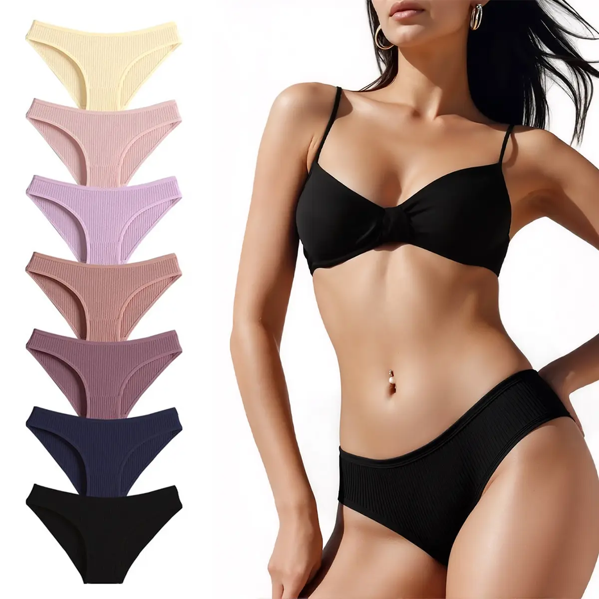 HOTCOM 7-Pack Women’s Seamless Panties – Fit Womenswear Soft Everyday Bikini Briefs, Smooth Comfortable Underwear Essentials (S-XL)