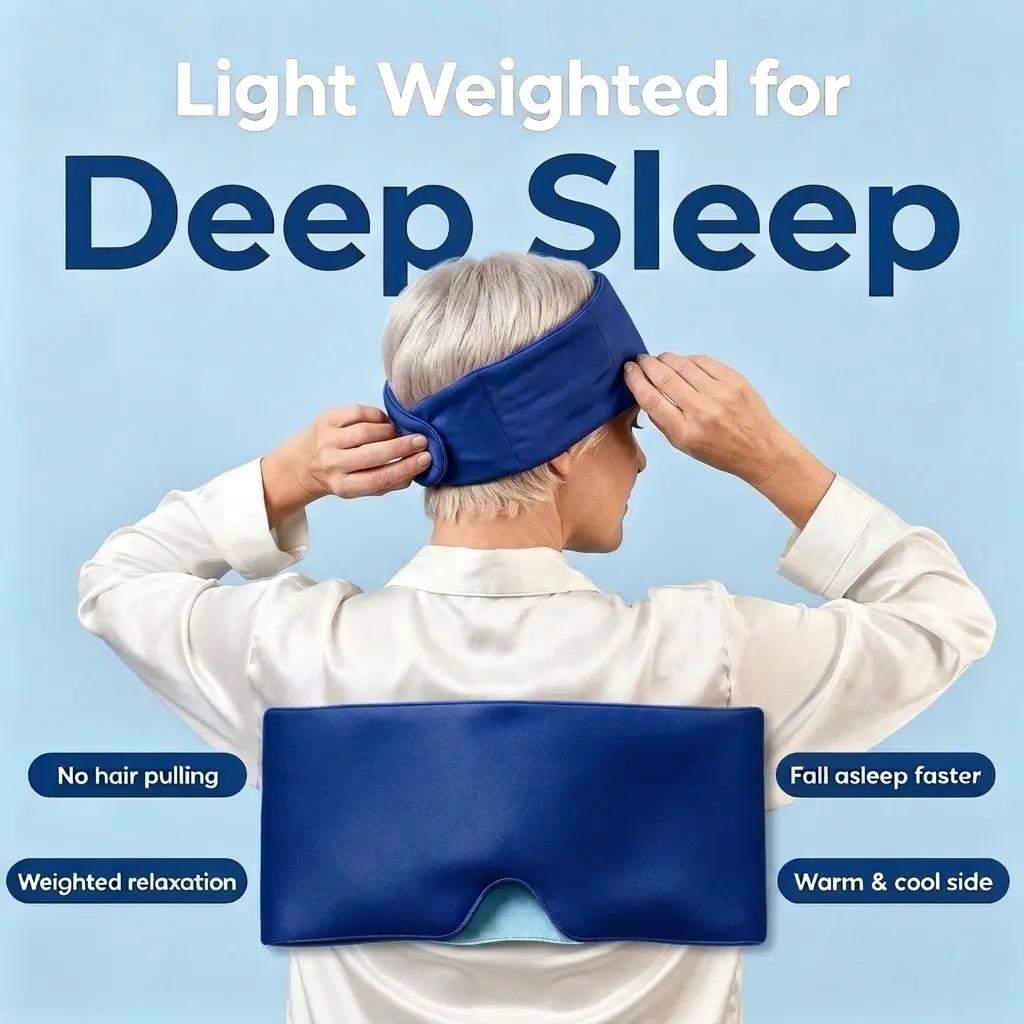 Weighted Eye Mask Strapless Full Coverage, Breathable Light Blocking Sleep Mask, Deep Touch Pressure Eye Mask, Premium Eye Masks for Sleep, Calming & Soothing Eye Shade for Daily Use and Travel