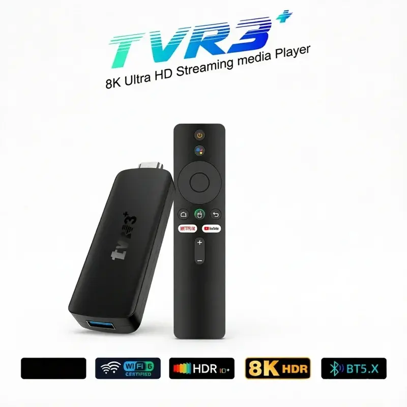 Hot Sale TVR3+ TV Stick Android 14 RK3518 8K HD Dual WiFi 2.4G/5G BT5.0 Dual UI Interface 2GB 16GB Media Player