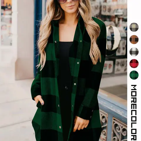 Women's 2026 Fall Long-Sleeve Plaid Fitted Stretchy Mini Shirt Dress, Casual Lounge Wear
