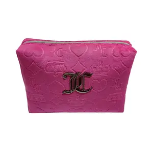 Pressed Pattern, Metal JC Logo Terry Slanted Wedge Cosmetic Bag