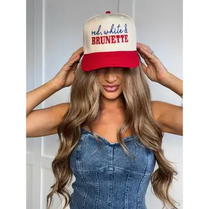 Red White & Brunette Trucker Hat