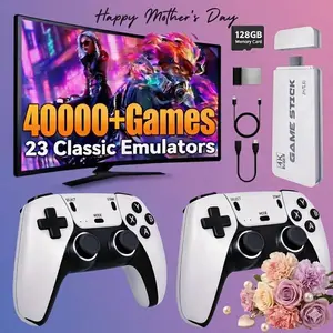 Newest Retro Game Stick: 40,000+ Classic Games, Plug & Play Video Game Console with 2 Wireless Controllers, 128GB 4K HDMI Output, Perfect Nostalgic Electronic Gift for Men & Kids