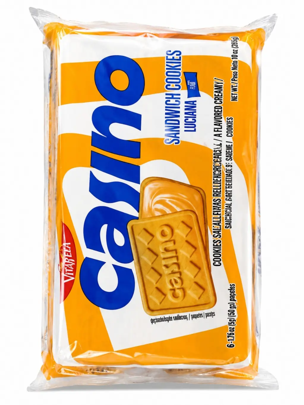 Vitarella Casino Luciana Sandwich Cookies – Creamy Filled Cookies, 6 Individual Packs, 10 oz