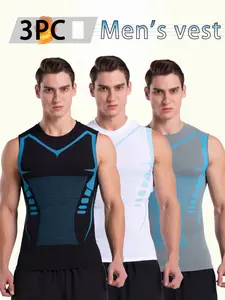 Men's Compression Tank Tops 3 Pack, Quick Dry Athletic Sleeveless Shirts for Workout Running Gym