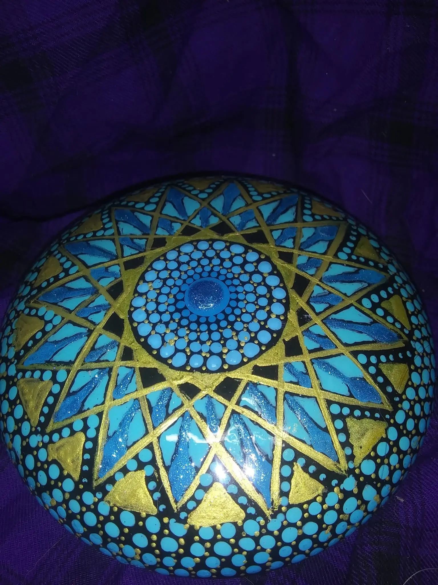 "seeing stars" 4.5" hand crafted and hand painted dot mandala stone