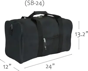 24" Black Simple Duffel Bag – Extra Large Travel & Storage Bag