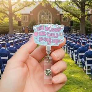 Graduation Nurse Badge Reel, She Believed She Could So She Did Badge Reel, New Nurse Gift, Nursing School Graduation Gift, RN LPN ID Holder