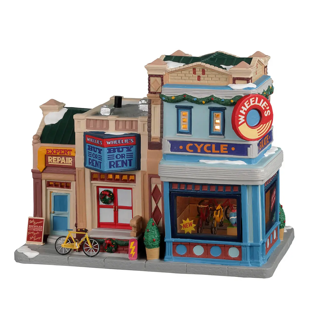 Lemax Wheelie’s Cycle and Skate Shop Lighted Building #25891