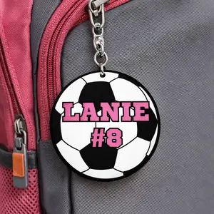 Soccer Keychain Custom Personalized Name & Number Sports Bag Tag