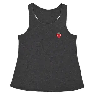Embroidered Strawberry Patch (Pocket Print) Racerback Tank Top for Women