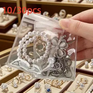 10/30pcs Jewelry Storage Bags, Transparent Plastic Organizer for Earrings and Accessories, Anti-Oxidation Self-Seal Pouches
