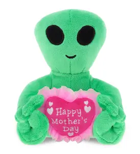 DOLLIBU 6" Polyester Plush Alien Stuffed Toy - Embroidered Heart, Space Theme Gift for Mothers