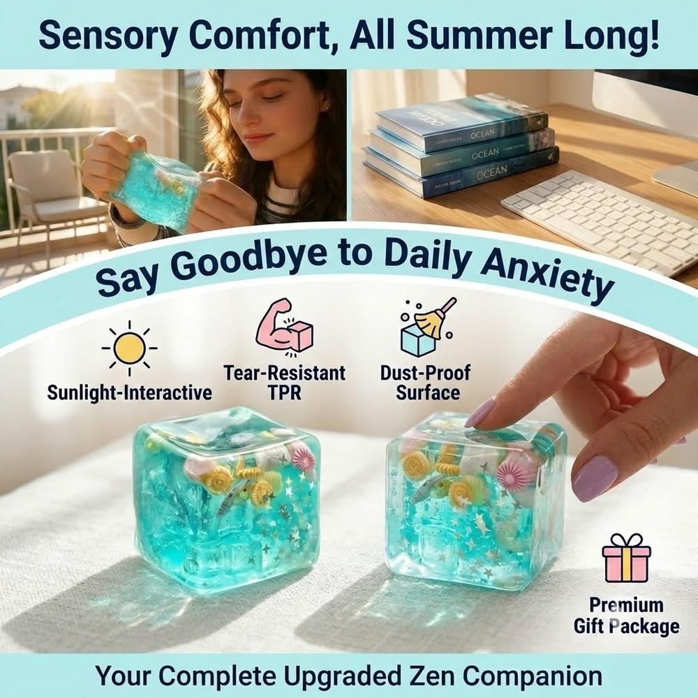 3pc Durable Ocean Shell Stress Toy, Tear-Resistant Sensory Squishy Cube, Dust-Proof Non-Sticky Squeeze Ball for Anxiety Relief, Individual Gift Box, Desk Decompression Toy