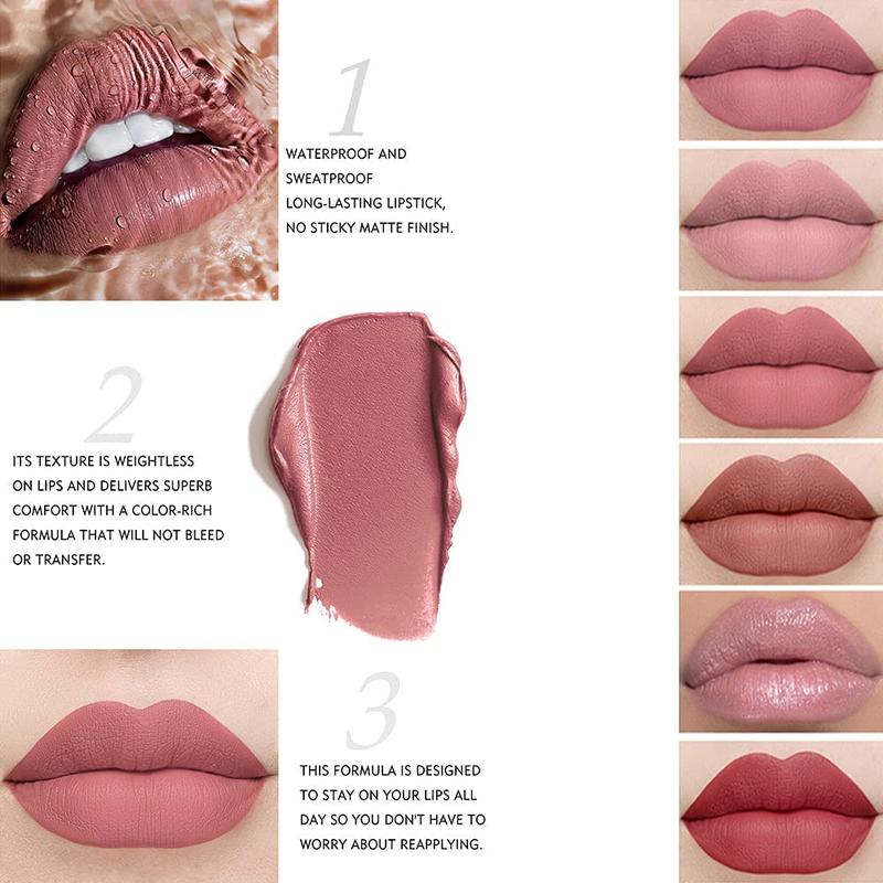 HANDAIYAN Velvet Matte Liquid Lipstick Set - 12Pcs Waterproof Long Lasting Quick-Drying Non-Stick Cup Nude Lip Stain Kit for Women Gloss Lipgloss