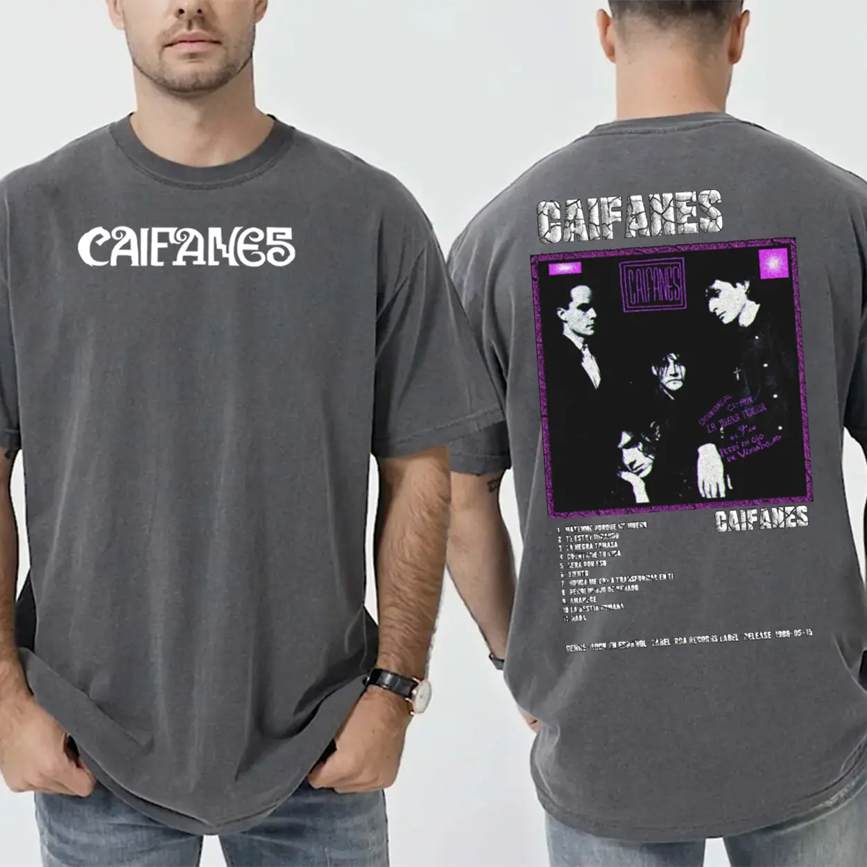 CAIFANES ALBUM TRACKLIST Comfort Color Printed Tee Ring-Spun Cotton Soft-Washed T-Shirt Trendy Tops Perfect Gift