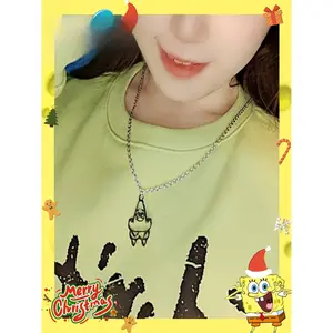 1/5 piece yellow round-shaped couple cartoon necklace pendant, made of titanium and steel, simple and cute, with unique design. It is the best choice for decorating the festive party atmosphere, and also a perfect party decoration and home decoration item
