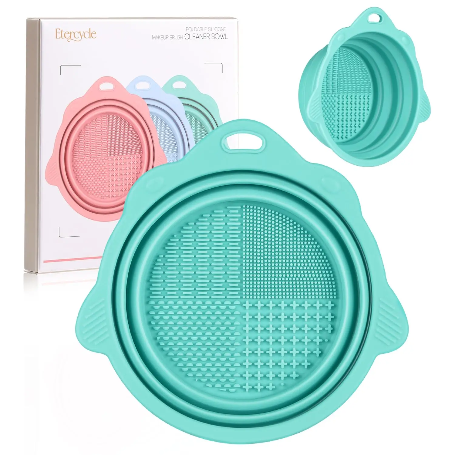 Foldable Silicone Makeup Brush Cleaner Bowl Portable Cleaning Tool For Brushes, Powder Puffs, Sponges (Green)
