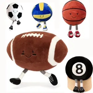14/10.6 inch Rugby Stuffed Sports Balls Toy,with feet Creative Football Doll Fun Cute Plush Doll Toy Plush Stuffed Spherical Soft Toys Sports Throw Pillow Cushion Stuffed Animal Kids Gift (Rugby)