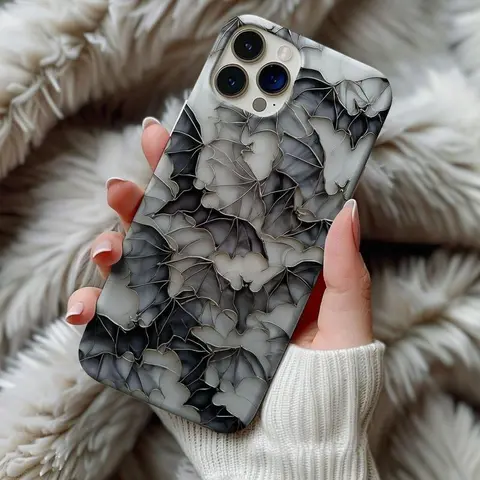 Vintage Stained Glass UV-Print Halloween Bat Cellphone Case Casing - Shockproof Hybrid Polycarbonate-TPE Phone Accessories, Protection, Impact-Resistant, Wireless Charging Compatible, Customizable Halloween Gift, Pick Matte/Glossy