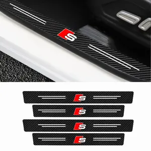 5pcs Car Door Sill Carbon Fiber Stickers, Anti-Scratch & Waterproof Protection, Compatible with Audi Models A3-A8/q3-Q5/rs Series