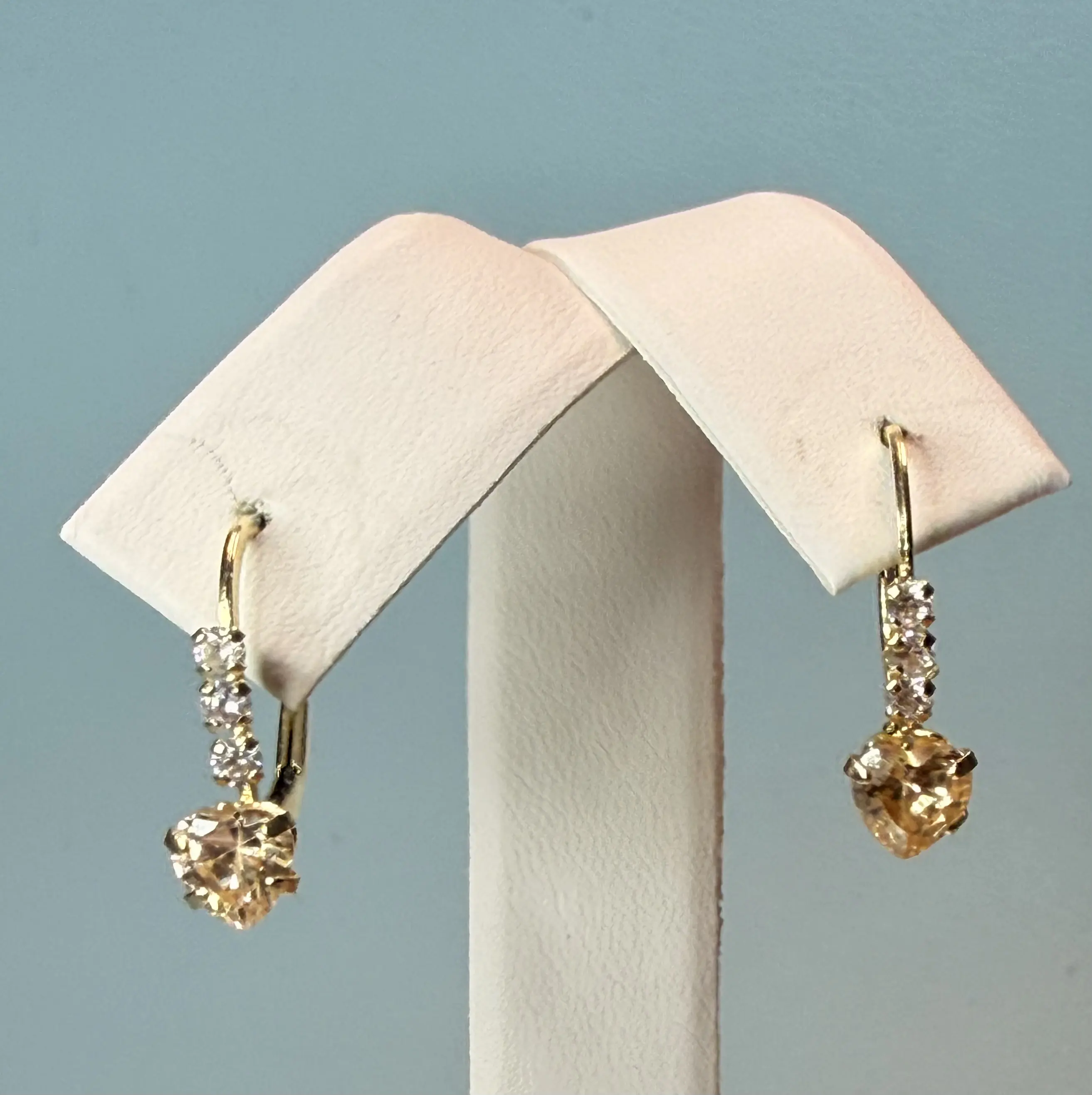 14k Gold Peach cushion cut Earrings