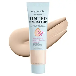 Bare Focus Tinted Hydrator Tinted Skin Veil, Lightweight Buildable Coverage with Hyaluronic Acid & Vegan Squalane, Sheer-to-Medium Coverage, Semi-Matte Finish, Cruelty-Free - Light Medium