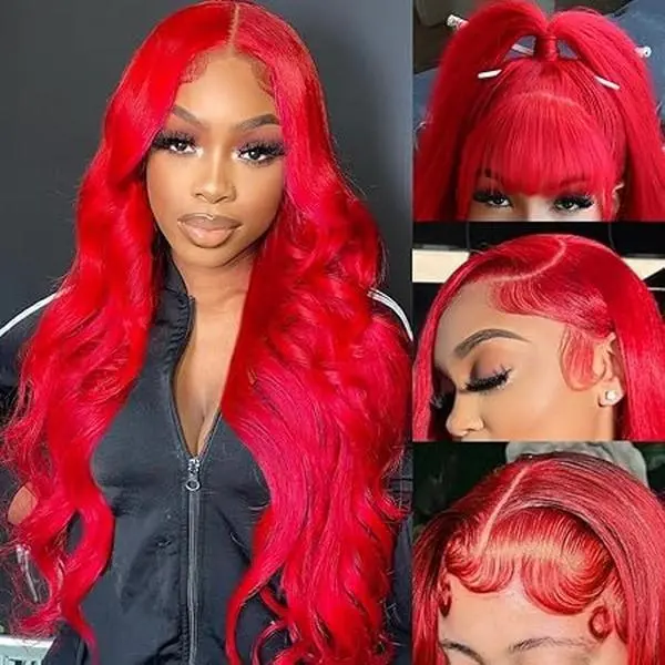Red Lace Front Wigs Human Hair Pre Plucked 13x6 Body Wave Colored Red Human Hair Wig Hd Lace Frontal Wigs Human Hair 180% Density Glueless Wigs 30 Inch